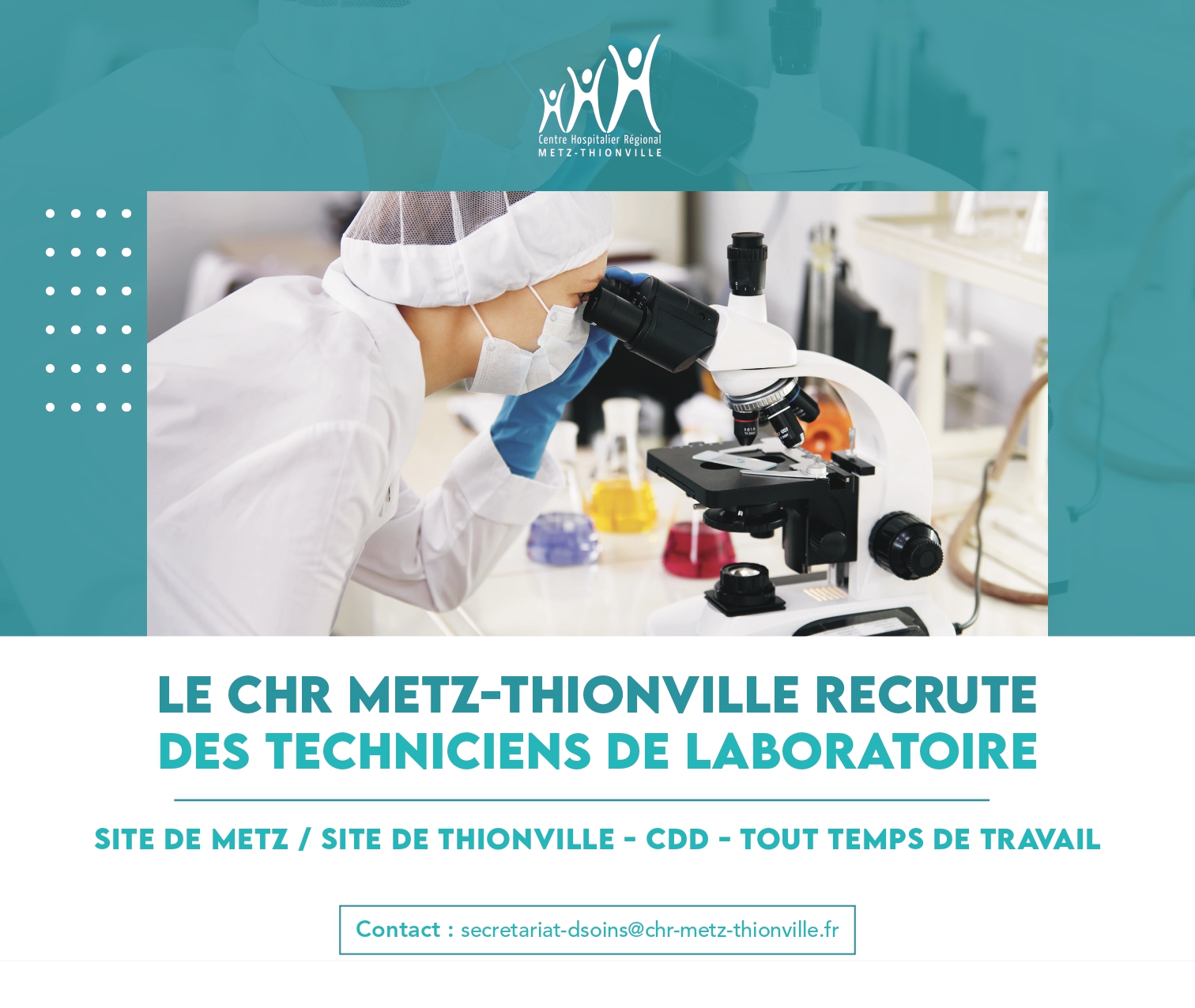 Visuel de recrutement de techniciens de laboratoires